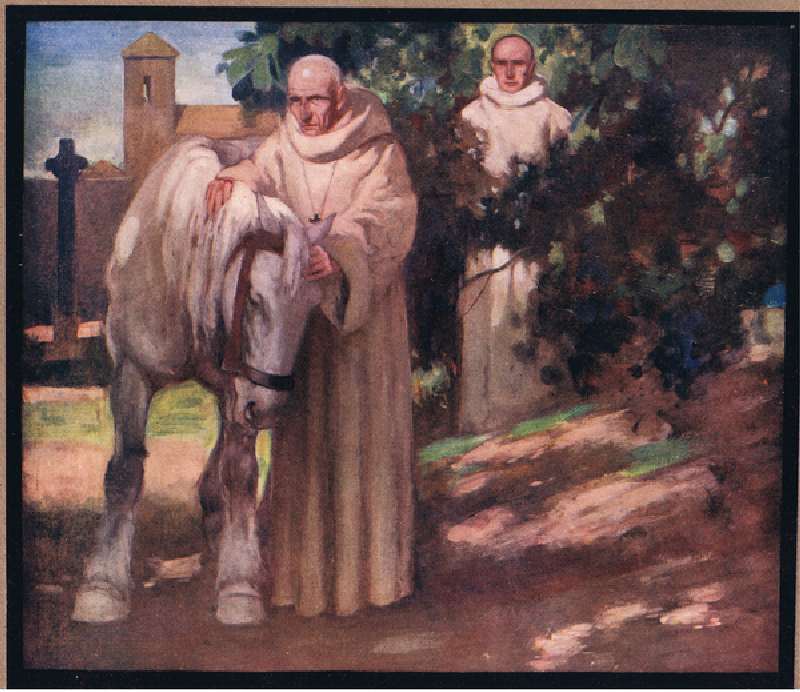 St Columba and the white horse (colour litho) de Stephen Reid