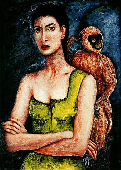 Mrs. Coulter and her Daemon, 2005-06 (pen & ink and oil on paper)  de Stevie  Taylor