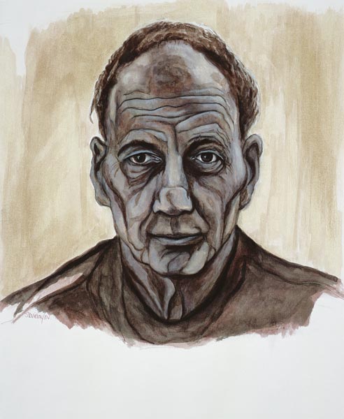 Portrait of Frank Auerbach, 2002 (indian ink and wash over pen and pencil on paper)  de Stevie  Taylor