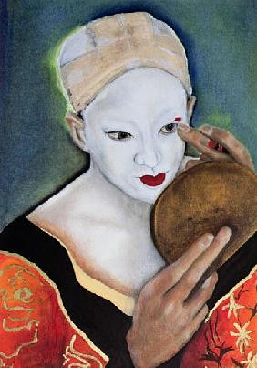 Kabuki, Tamasaburo as Izayoi (oil on canvas) 