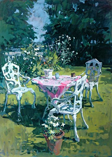 White Chairs at Belchester, 1997 (oil on canvas)  de Susan  Ryder