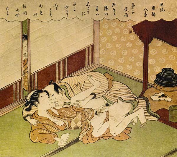 Two Lovers (Shunga - erotic woodblock print) de Suzuki Harunobu