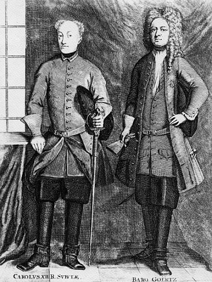 Charles XII of Sweden with his advisor Baron Gortz de Swedish School