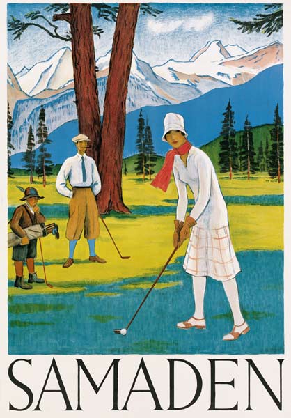 Poster advertising Samaden in Switzerland de Swiss School, (20th century)