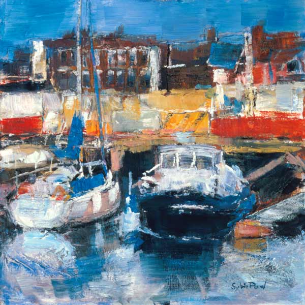Lowestoft Harbour View (mixed media and collage on paper)  de Sylvia  Paul