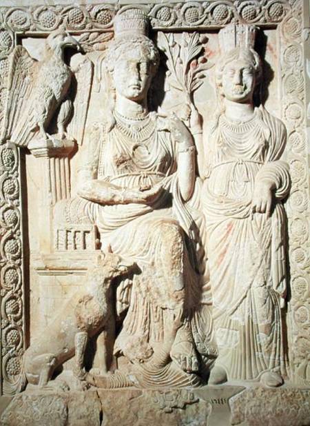 Relief depicting Princess Zenobia (d.p.272) and a female companion de Syrian School