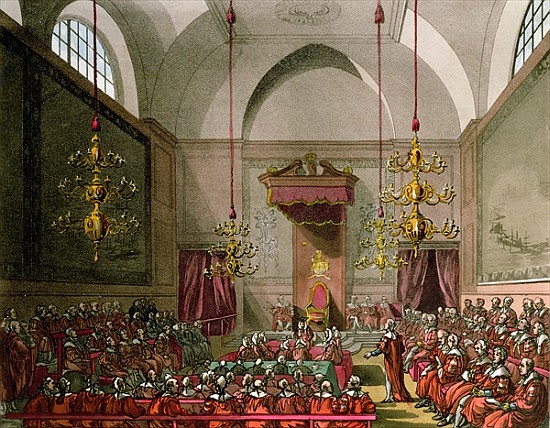 House of Lords from Ackermann''s ''Microcosm of London'' de T.(1756-1827) Rowlandson