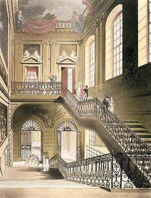 The Hall and Staircase from the British Museum from Ackermann's 'Microcosm of London' de T. Rowlandson