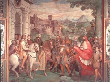 Charles V (1500-58) with Alessandro Farnese (1546-92) at Worms, from the 'Sala dei Fasti Farnese' (H de Taddeo & Federico Zuccaro or Zuccari