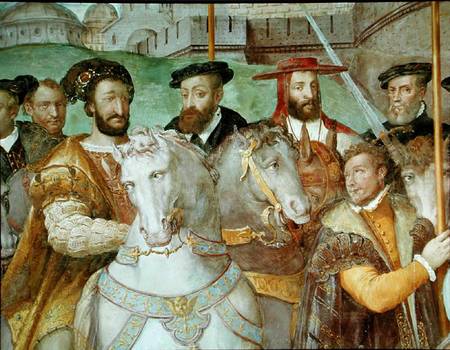Detail from The Solemn Entrance of Emperor Charles V (1500-58), Francis I (1494-1547) and Alessandro de Taddeo & Federico Zuccaro or Zuccari