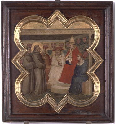St. Francis before the Pope and Cardinals (tempera on panel) de Taddeo Gaddi