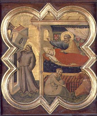 St. Francis holding up the Lateran Church (tempera on panel) de Taddeo Gaddi