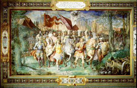 Charles V (1500-58) Alessandro (1546-92) and Ottaviano Farnese Leading the Army Against the Landgrav de Taddeo Zuccaro or Zuccari