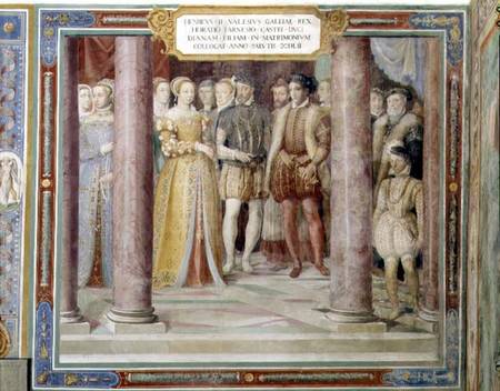 The Marriage of Orazio Farnese and Diana daughter of Henri II of France (1519-59) from the 'Sala dei de Taddeo Zuccaro or Zuccari