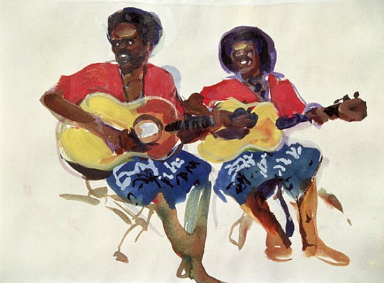 Fijian Guitar Duo, 1985 (gouache on paper)  de Ted  Blackall
