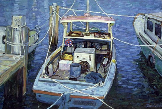 Old Fishing Launch at the Wharf, 1988 (oil on canvas)  de Ted  Blackall