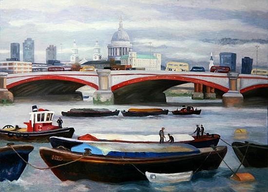 Busy Scene at Blackfriars, 2005 (oil on panel)  de Terry  Scales