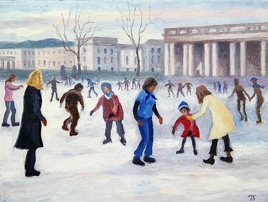 Skating at the Old Royal Naval College, 2007 (oil on canvas)  de Terry  Scales