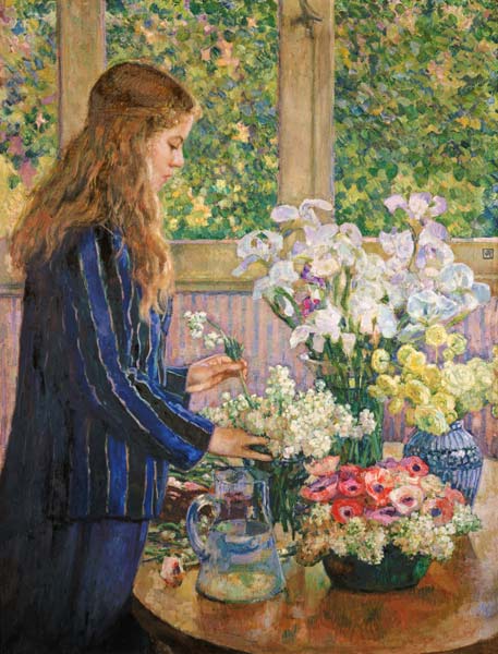 When arranging the garden flowers de Theo van Rysselberghe