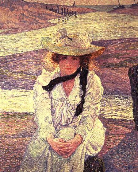Young Woman on the Banks of the Greve River de Theo van Rysselberghe