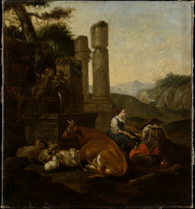 Shepherds in the Roman Campagna de Theodor Roos