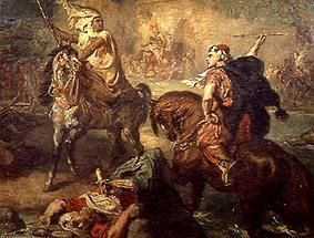 Rider fight between Arab tribe princes de Théodore Chassériau