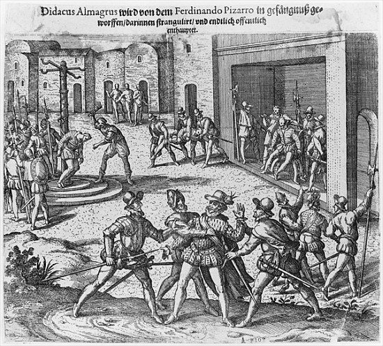 Capture, trial and execution of Diego de Almagro by order of Francisco Pizarro de Theodore de Bry