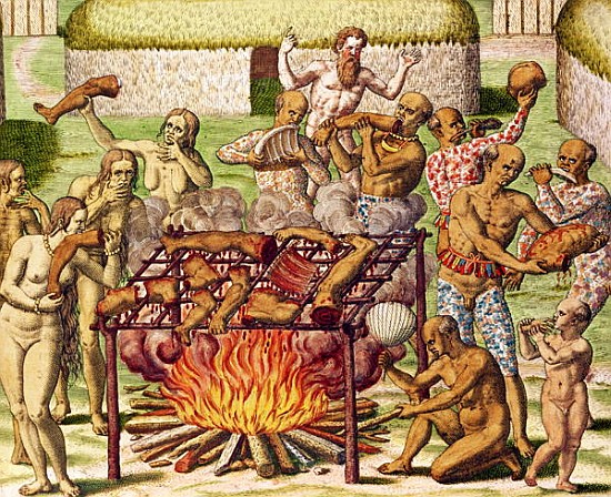 Scene of cannibalism, from ''Americae Tertia Pars...'' de Theodore de Bry