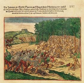 Battle between the Indians and the Spanish in which the Spanish colonel was beaten to death