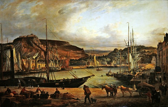View of the commercial port at Cherbourg de Theodore Deslinieres