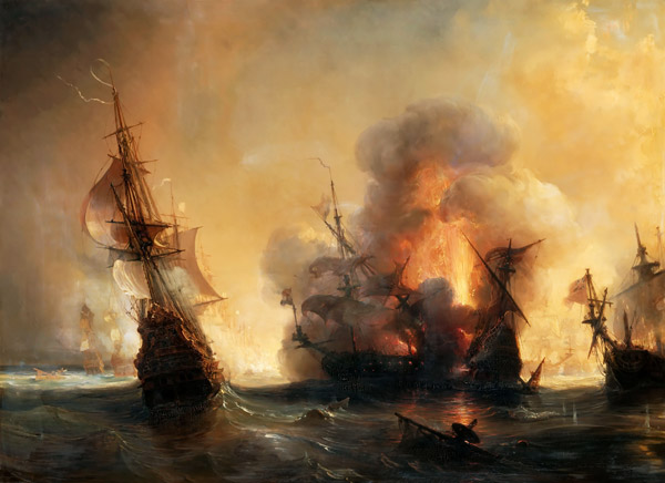 The Naval Battle of Lagos on 27 June 1693 de Théodore Gudin
