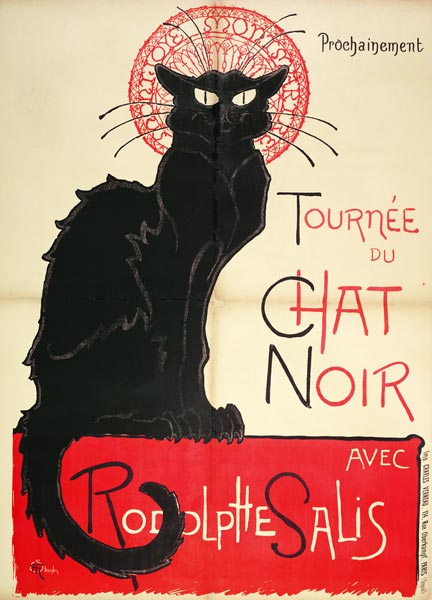 Poster advertising a tour of the Chat Noir Cabaret, 1896 (colour litho) de Théophile-Alexandre Steinlen