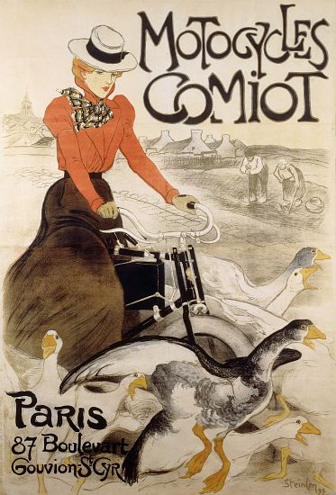 An advertising poster for 'Motorcycles Comiot' de Théophile-Alexandre Steinlen