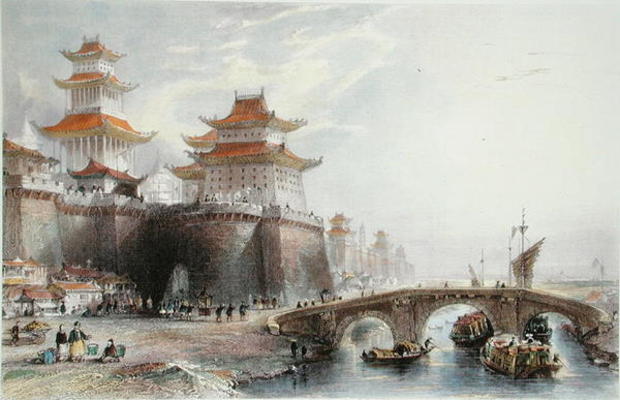 Western Gate of Peking, c.1850 (colour litho) de Thomas Allom