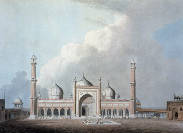 The Jummah Musjed, Delhi, plate XXIII from 'Oriental Scenery' de Thomas Daniell