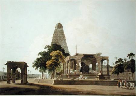 The Great Bull, An Hindoo Idol, At Tanjore, plate XXII from 'Oriental Scenery' de Thomas Daniell