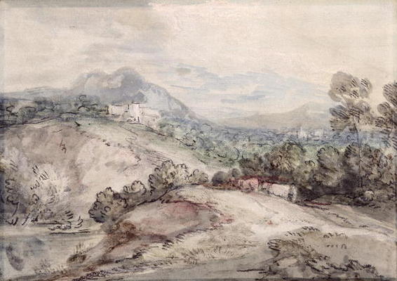 A Hilly Landscape, 1785 (pen, ink and gouache on paper) de Thomas Gainsborough