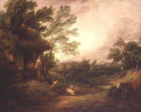 Cottage Door with Girl and Pigs de Thomas Gainsborough