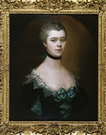 Portrait of the Countess of Sussex, bust length, in a blue dress with black facings de Thomas Gainsborough