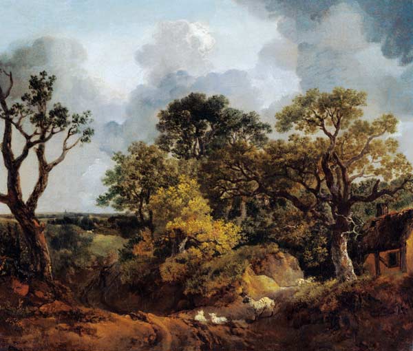 Woodland landscape with way and sheep de Thomas Gainsborough