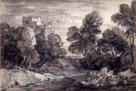 Wooded Landscape with a Castle de Thomas Gainsborough