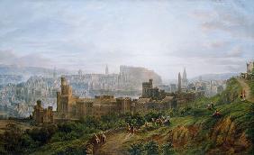 Edinburgh. Look from the Carlton Hill over prison
