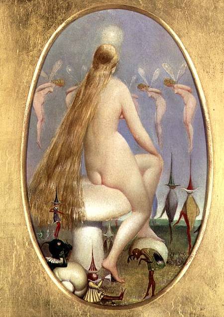 Fairy seated on a Mushroom de Thomas Heatherley