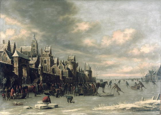 Winter Landscape (oil on canvas) de Thomas Heeremans