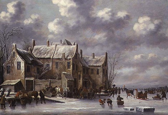 Winter Scene with View at Medemblik de Thomas Heeremans