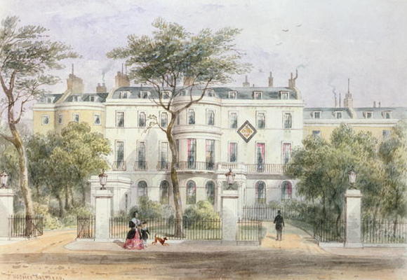 West front of Sir Robert Peel's House in Privy Garden (1788-1850) 1851 (w/c on paper) de Thomas Hosmer Shepherd