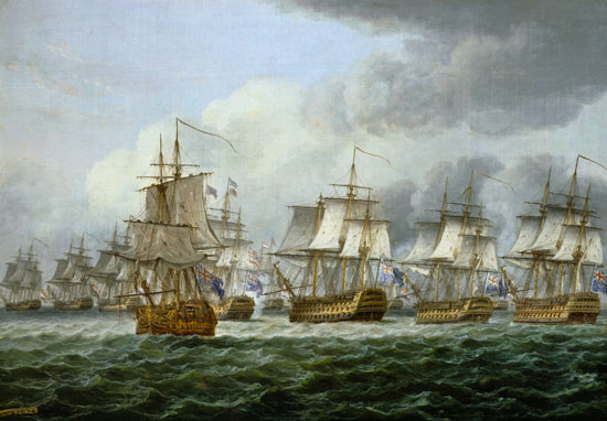 The battle of cape piece of Vincent (1797) or at t de Thomas Luny