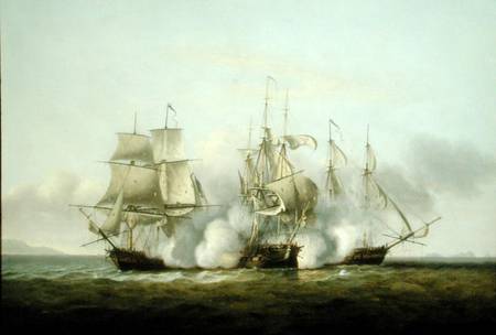 HMS Gore in Action With the French Brigs 'Palinure' and 'Pilade' de Thomas Luny
