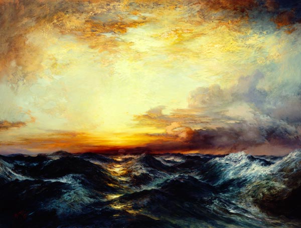 Sonnenuntergang über dem Pazifik de Thomas Moran