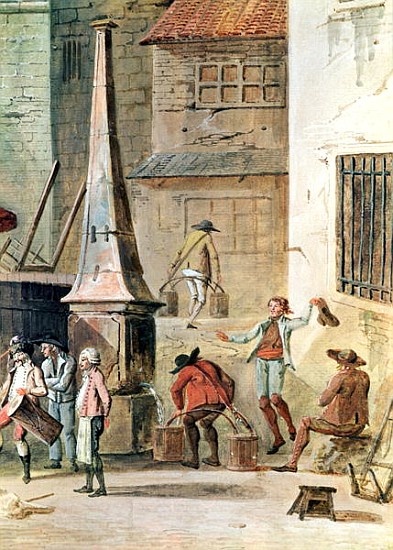 The Place de l''Apport-Paris in Front of the Grand Chatelet, detail of watercarriers, before 1802 de Thomas Naudet